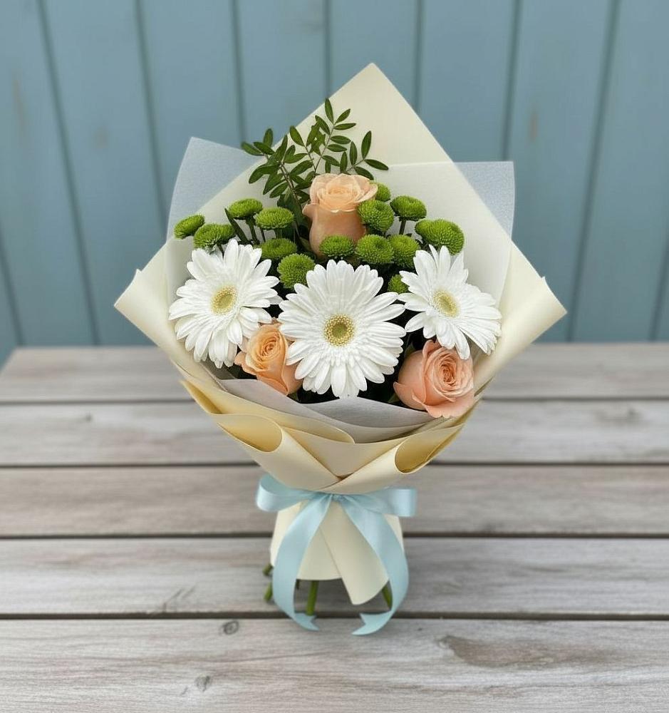 Букет цветов из: Герберы, Розы и Хризантемы в Майне