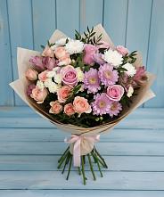 Букет цветов из:  Хризантемы, Розы и Альстромерии в Майне