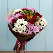 Букет цветов из:  Розы, Хризантемы и Альстромерии #REPLACE_PRED# Майне