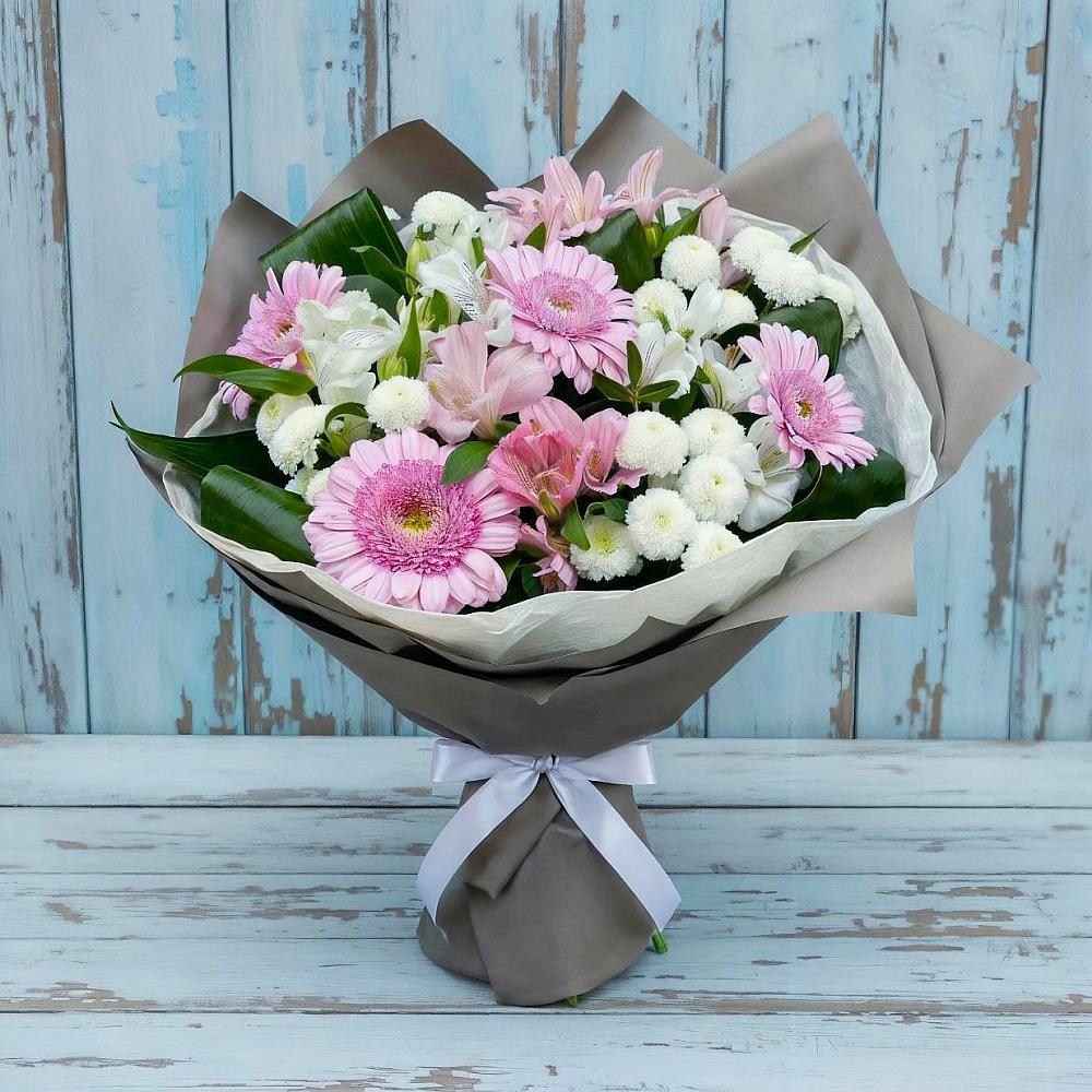 Букет цветов из: Герберы, Альстромерии и Хризантемы в Майне