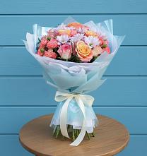 Букет цветов из:  Хризантемы и Розы #REPLACE_PRED# Майне